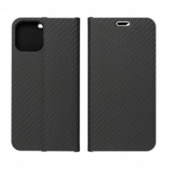 Apple iPhone 16 Book Handytaschen LUNA Book Carbon Kohlenstoff-Faser, Elegant  Schwarz