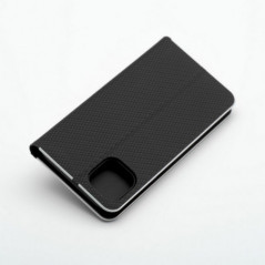 Apple iPhone 16 Book Handytaschen LUNA Book Carbon Kohlenstoff-Faser, Elegant  Schwarz