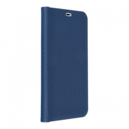 Apple iPhone 16 Book Handytaschen LUNA Book Carbon Kohlenstoff-Faser, Elegant  Blau