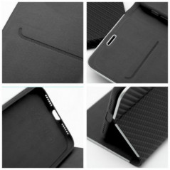 Apple iPhone 16 Pro Book Handytaschen LUNA Book Carbon Kohlenstoff-Faser, Elegant  Schwarz