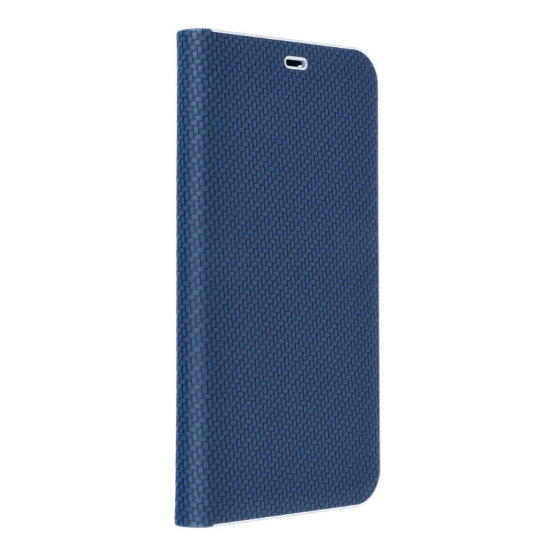 Apple iPhone 16 Pro Book Handytaschen LUNA Book Carbon Kohlenstoff-Faser, Elegant  Blau