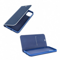 Apple iPhone 16 Pro Book Handytaschen LUNA Book Carbon Kohlenstoff-Faser, Elegant  Blau