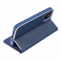 Apple iPhone 16 Pro Book Handytaschen LUNA Book Carbon Kohlenstoff-Faser, Elegant  Blau