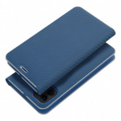 Apple iPhone 16 Pro Book Handytaschen LUNA Book Carbon Kohlenstoff-Faser, Elegant  Blau