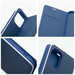 Apple iPhone 16 Pro Book Handytaschen LUNA Book Carbon Kohlenstoff-Faser, Elegant  Blau