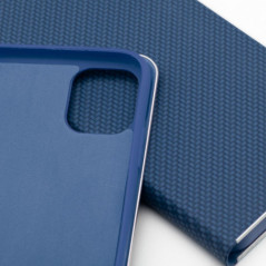 Apple iPhone 16 Pro Book Handytaschen LUNA Book Carbon Kohlenstoff-Faser, Elegant  Blau