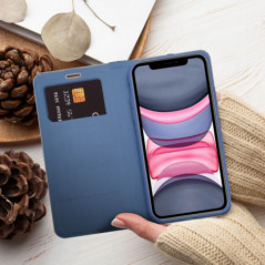 Apple iPhone 16 Pro Book Handytaschen LUNA Book Carbon Kohlenstoff-Faser, Elegant  Blau