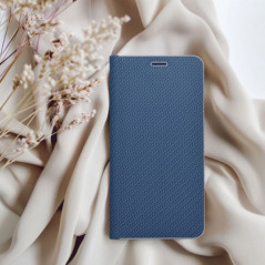 Apple iPhone 16 Pro Book Handytaschen LUNA Book Carbon Kohlenstoff-Faser, Elegant  Blau