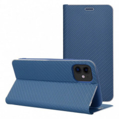 Apple iPhone 16 Pro Book Handytaschen LUNA Book Carbon Kohlenstoff-Faser, Elegant  Blau