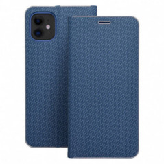 Apple iPhone 16 Pro Book Handytaschen LUNA Book Carbon Kohlenstoff-Faser, Elegant  Blau