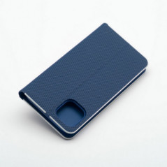 Apple iPhone 16 Pro Book Handytaschen LUNA Book Carbon Kohlenstoff-Faser, Elegant  Blau