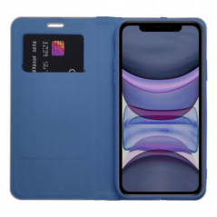 Apple iPhone 16 Pro Book Handytaschen LUNA Book Carbon Kohlenstoff-Faser, Elegant  Blau