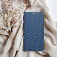 Apple iPhone 16 Pro Book Handytaschen LUNA Book Carbon Kohlenstoff-Faser, Elegant  Blau