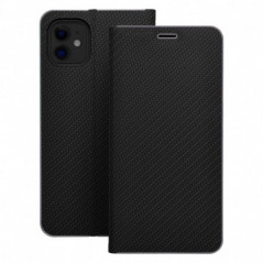 Apple iPhone 16 Plus Book Handytaschen LUNA Book Carbon Kohlenstoff-Faser, Elegant  Schwarz