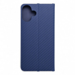 Apple iPhone 16 Plus Book Handytaschen LUNA Book Carbon Kohlenstoff-Faser, Elegant  Blau