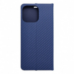 Apple iPhone 16 Pro Max Book Handytaschen LUNA Book Carbon Kohlenstoff-Faser, Elegant  Blau