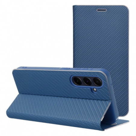 Samsung Galaxy S25 Ultra Book Handytaschen LUNA Book Carbon Kohlenstoff-Faser, Elegant  Blau