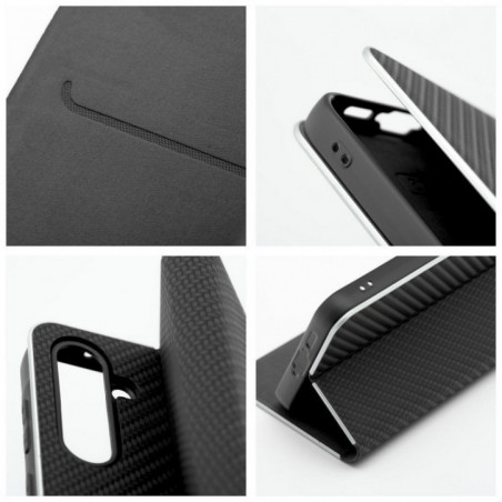 Samsung Galaxy A36 Book Handytaschen LUNA Book Carbon Kohlenstoff-Faser, Elegant  Schwarz