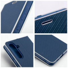 Samsung Galaxy A56 Book Handytaschen LUNA Book Carbon Kohlenstoff-Faser, Elegant  Blau