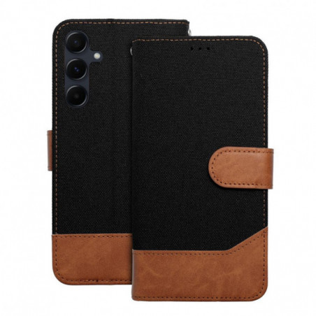 Samsung Galaxy A12 Book Handytaschen JEANS Elegant  Schwarz