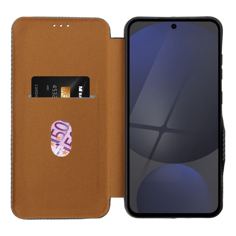 Samsung Galaxy S25 Book Handytaschen FOLIO Side Magnet Elegant, Kohlenstoffmuster  Grau Samsung Galaxy S25 Book Handytaschen FOLIO Side Magnet Elegant, Kohlenstoffmuster  Grau