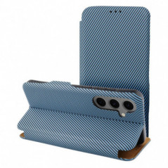 Samsung Galaxy S25 Book Handytaschen FOLIO Side Magnet Elegant, Kohlenstoffmuster  Blau