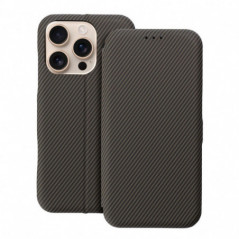 Apple iPhone 14 Book Handytaschen FOLIO Side Magnet Elegant, Kohlenstoffmuster  Braun