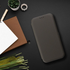 Apple iPhone 14 Book Handytaschen FOLIO Side Magnet Elegant, Kohlenstoffmuster  Braun