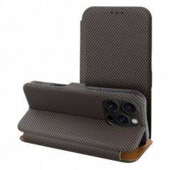 Apple iPhone 14 Book Handytaschen FOLIO Side Magnet Elegant, Kohlenstoffmuster  Braun