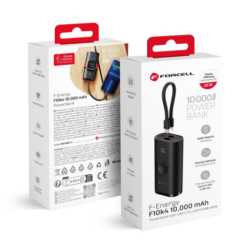 Forcell Power bank F-ENERGY F10K4 10000 mAh PD QC3.0 schwarz