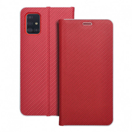 Samsung Galaxy A51 5G Book Handytaschen LUNA Book Carbon Kohlenstoff-Faser, Elegant Rot