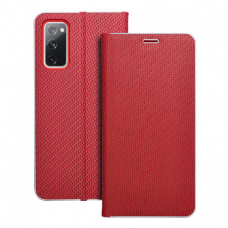 Samsung Galaxy S20 FE 5G Book Handytaschen LUNA Book Carbon Kohlenstoff-Faser, Elegant Rot