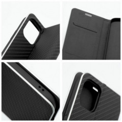 Apple iPhone 16e Book Handytaschen LUNA Book Carbon Kohlenstoff-Faser, Elegant  Schwarz