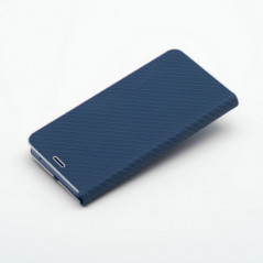 Apple iPhone 16e Book Handytaschen LUNA Book Carbon Kohlenstoff-Faser, Elegant  Blau