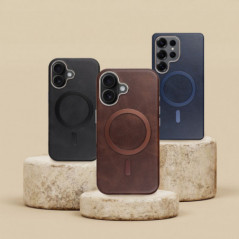 Apple iPhone 15 Pro Max Hülle Gentleman Mag Cover Elegant  MagSAFE  Braun