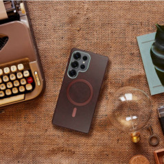 Samsung Galaxy A56 Hülle Gentleman Mag Cover Elegant  MagSAFE  Braun