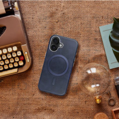 Apple iPhone 16 Hülle Gentleman Mag Cover Elegant  MagSAFE  Navy blau