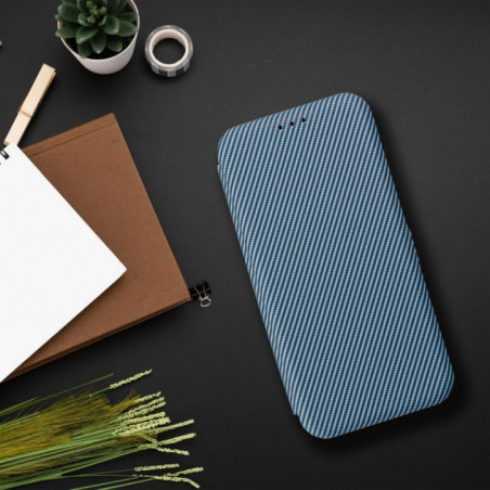 Motorola Moto G35 Book Handytaschen FOLIO Side Magnet Elegant, Kohlenstoffmuster  Blau