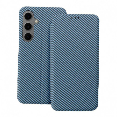 Motorola Moto G35 Book Handytaschen FOLIO Side Magnet Elegant, Kohlenstoffmuster  Blau