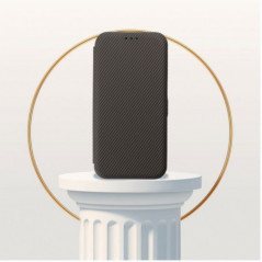 Motorola Moto G55 Book Handytaschen FOLIO Side Magnet Elegant, Kohlenstoffmuster Braun