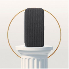 Motorola Moto G75 Book Handytaschen FOLIO Side Magnet Elegant, Kohlenstoffmuster  Grau