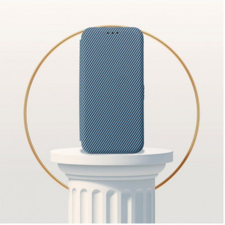 Motorola Moto G75 Book Handytaschen FOLIO Side Magnet Elegant, Kohlenstoffmuster  Blau