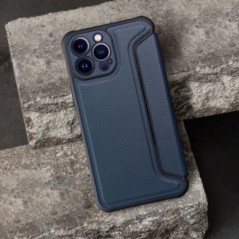 Apple iPhone 17 Pro Book Handytaschen Razor Book Kohlenstoff-Faser, Kohlenstoffmuster  Blau