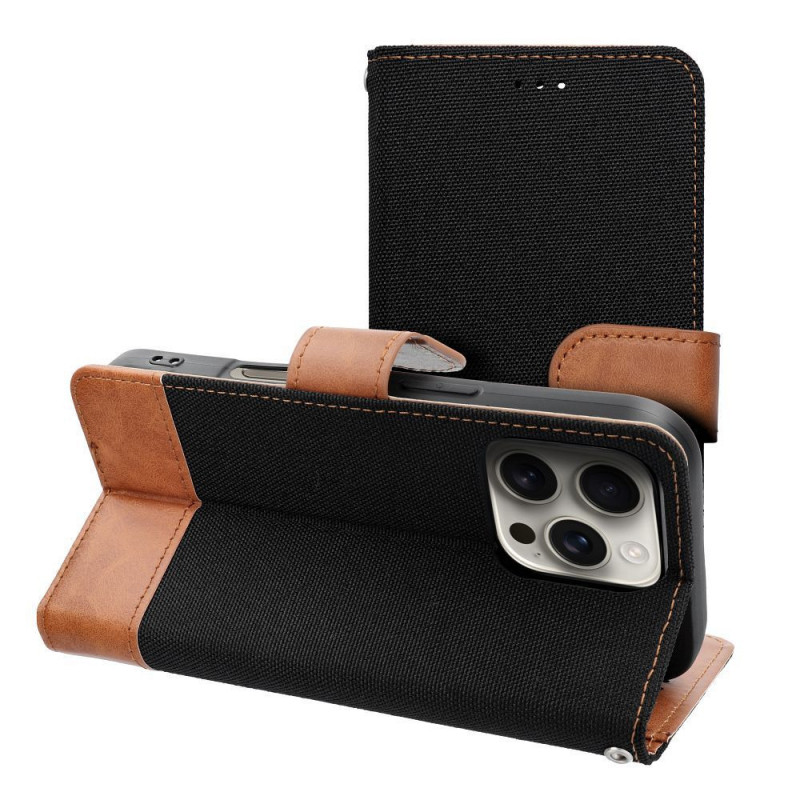 Apple iPhone 17 Pro Book Handytaschen JEANS Elegant  Schwarz