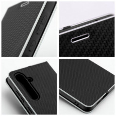 Samsung Galaxy S25 Edge Book Handytaschen LUNA Book Carbon Kohlenstoff-Faser, Elegant  Schwarz