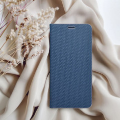 Samsung Galaxy S25 Edge Book Handytaschen LUNA Book Carbon Kohlenstoff-Faser, Elegant  Blau