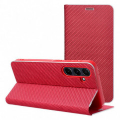 Samsung Galaxy S25 Edge Book Handytaschen LUNA Book Carbon Kohlenstoff-Faser, Elegant  Rot