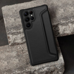 Samsung Galaxy S25 Edge Book Handytaschen Razor Book Kohlenstoff-Faser, Kohlenstoffmuster  Schwarz