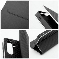 Samsung Galaxy S25 FE Book Handytaschen LUNA Book Carbon Kohlenstoff-Faser, Elegant  Schwarz