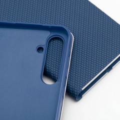 Samsung Galaxy S25 FE Book Handytaschen LUNA Book Carbon Kohlenstoff-Faser, Elegant  Blau